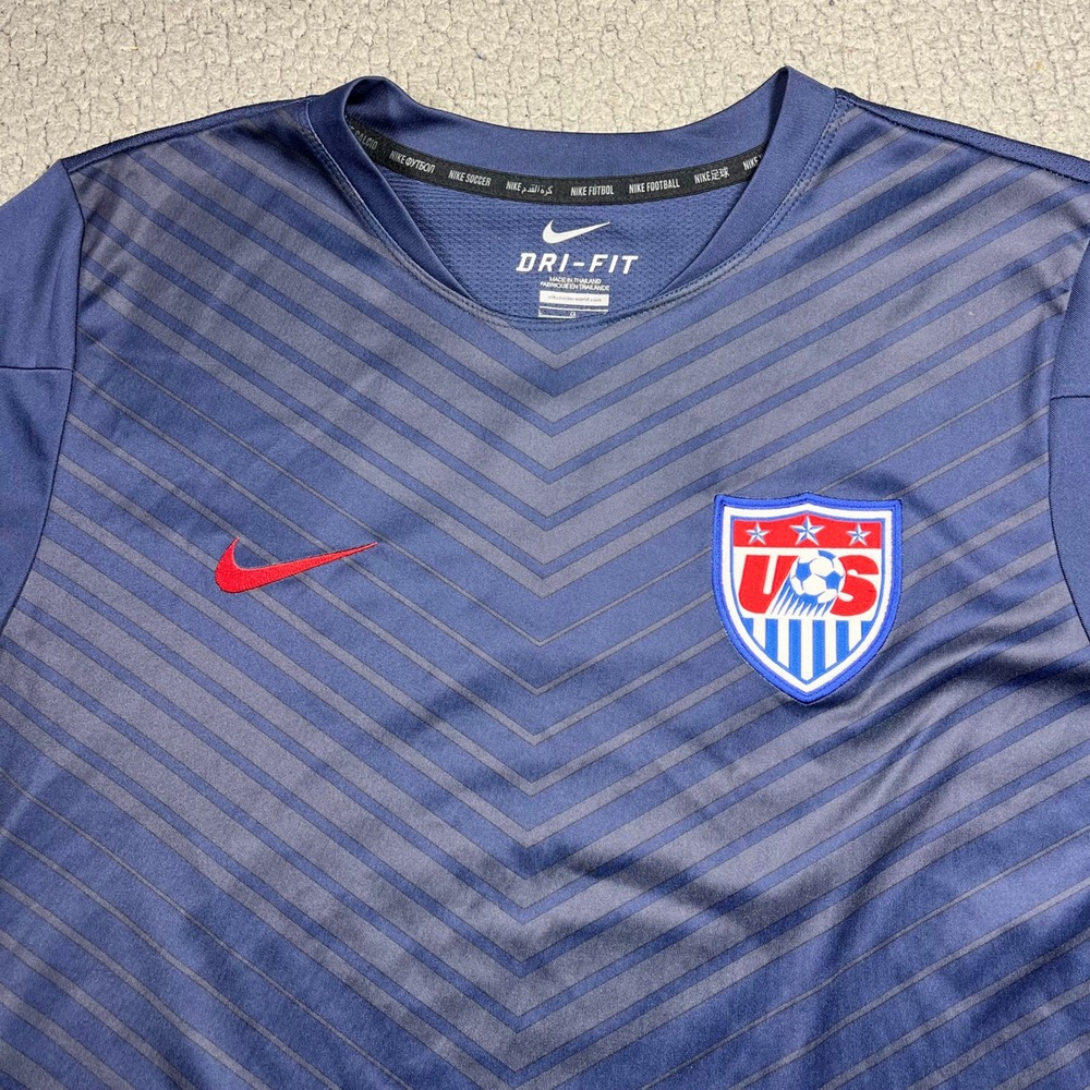 Nike US Soccer USMNT Mens Training Jersey Blue Chevron Dri-FIT 578799-410 L - Picture 2 of 12